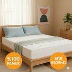 Kapitone Fitted Full Kenar Su Sıvı Geçirmez %100 Pamuk Yatak Koruyucu Alez - 200 x 200 cm - Beyaz