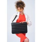 Kapitone Laptop Kılıfı 15.6 & 16 Inç Düz Siyah - Koyu Siyah