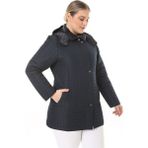 Kapitone Mont, Kaban, Içi Kürklü Kapitone Mont ,büyük Beden Mont, Su Itici Mont - Lacivert - Navy Blue - 54
