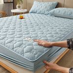 Kapitone Pamuk King Nevresim Takımı Yumuşak ve Rahat Açık Mavi 3 Parça Set Lastikli Çarşaf Yastık Kılıfları ve Yatak Koruyucu Derinlik Cep Tasarımı 180x220 cm Ev Tekstili