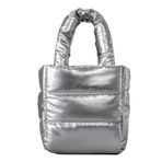 Kapitone Puffer Tote Çanta, Küçük Puffer Çanta | Şık Yastık Alışveriş Çantası, Hafif Aşağı Çanta, Kadınlar için Yumuşak Yastıklı Aşağı Tote, gümüş, Refer to description