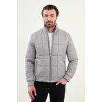 Kapitone Slim Fit Hakim Yaka Şişme Erkek Mont - Gri - 54