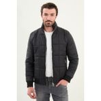 Kapitone Slim Fit Hakim Yaka Şişme Erkek Mont - Siyah - 52