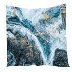 Kapitone Yatak Örtüsü Hafif Mikrofiber Yorgan Bakımı Kolay Koltuk Örtüsü Tüm Mevsim Mermer Tasarım Tek Kişilik Çift Kişilik Battal Boy Deniz Mavisi (96 x 114 cm)