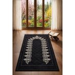 Kapitoneli Nakışlı Hediyelik Çeyizlik Gelin Damat Seccade. 70X110 cm - Siyah - 70 x 110 cm