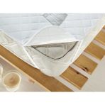 Kapitoneli Sıvı Geçirmez Ped 120X200 cm Tek Kişilik Alez - 120 x 200 cm - Beyaz