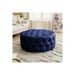 Kapitoneli Yuvarlak Suni Deri Puf/orta SEHPA/75CM - Lacivert