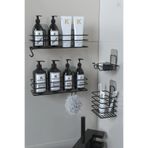 KapKacakAl Paslanmaz Yapışkanlı Siyah Metal Banyo Rafı Düzenleyici 4'lü Set Kancalı Duş Rafı Sabunluk Rafı