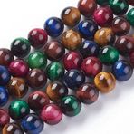 Kaplan gözü değerli taş inciler 8 mm ve 6 mm ** A derece ** Karışık renk, inci zincir boncuk takmak için delikli takı taşı kaplan Eye Gemstone Beads (6 mm 18 adet)
