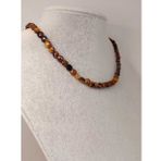 Kaplan Gözü Taşı YASSI Faset Kesim Kolye 6x4mm (Sabit Klipsli)