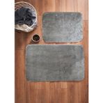 Kaplansoy Carpet 2 Li Banyo Paspası Banyo Halısı Post Peluş 50X80 cm - 50X40 cm - Gri - 50x80 cm / 50x40 cm