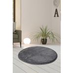 KAPLANSOY CARPET Banyo Paspası Post Peluş Banyo Halısı Yuvarlak Daire Antrasit dairepost
