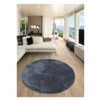 KAPLANSOY CARPET Banyo Paspası Post Peluş Banyo Halısı Yuvarlak Daire Antrasit