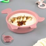 Kaplumbağa Figürlü Silikon Bebek Mama Kasesi - Şekilli Bebek Beslenme Kasesi - Pembe