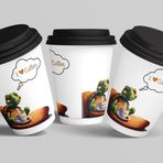 KAPLUMBAĞA 'I LOVE COFFEE' 14 Oz Sıcak Grubu Kapaklı Karton Kahve Bardağı 12'Li 400 ML