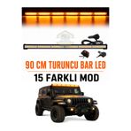 KAPOTO Turuncu 90 Cm Tepe Çakar Led Bar 12v 24v 15 Modlu Sarı Sarı İkaz Lambası Off Road Çekici Traktör