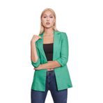 Kapri Truvakar Kol Süs Cepli Kopçalı Ofis Blazer Kumaş Ceket-Benetton Yeşil