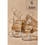 Kapris 6 Adet Cam Boncuk Kulplu Bardak Kupa Çay Kahve Meşrubat Bardağı 250ml