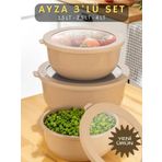 Kapris Ayza 3 Lü Yuvarlak Saklama Kabı Seti Taupe 593