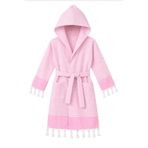 Kapşonlu Çocuk Peştemal Bornoz%100 Pamuk Plaj, Havuz,Banyo Bornozu Kidside (Pembe, 9-10 Yaş)