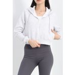 Kapşonlu Crop Sweat Gri - 20750.1873.