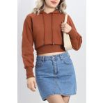 Kapşonlu Crop Sweat Kiremit - 20967.1878.