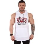 Kapşonlu Fitness Kolsuz Tişört Antrenman Atleti Beyaz Big Sam 2308 - 2XL