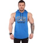Kapşonlu Fitness Kolsuz Tişört Antrenman Atleti Mavi Big Sam 2307 - 2XL