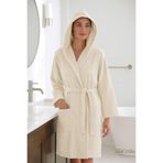 Kapşonlu Pamuklu Erkek/Kadın Bornoz | Büyük Beden Seçenekli Silvia (Krem, 3XL)