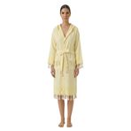 Kapşonlu Unisex Peştemal Plaj Deniz Banyo Bornozu Beachside (Sarı, L)