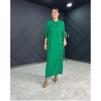 Kapşonlu Uzun Triko Elbise - Benetton Yeşili - Standart
