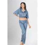 Kapsulavm 2'Li Desenli Saten Pijama Takımı