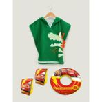 Kapüşonlu (3-5 Yaş) Çocuk Panço Havuz Plaj Havlusu Şimşek Mcqueen Kolluk ve Simit Set