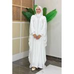 Kapüşonlu Abaya Ve Elbise İkili Takım 70013 Ekru