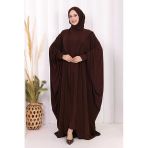 Kapüşonlu Abaya Ve Elbise İkili Takım 70013 Kahverengi