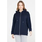 Kapüşonlu Fermuarlı Sweatshirt - Lacivert
