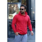 Kapüşonlu İçi Polarlı Regular Kalıp Erkek Sweatshirt Kırmızı