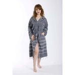 Kapüşonlu Kadın/Erkek Peştemal Bornoz Soft%100 Pamuklu Natural Antrasit S