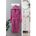 Kapüşonlu Unisex Banyo Bornozu &amp;#37;100 Soft Pamuklu Mürdüm