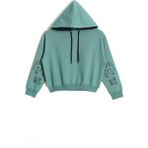 Kapüşonlu Uzun Kol Çağla Yeşil Renk Kız Çocuk Sweatshirt - 9 Yaş