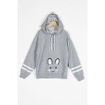 Kapüşonlu Uzun Kol Gri Renk Kız Çocuk Sweatshirt - 10 - 11 Yaş
