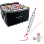 Kapvoe 168’LI Çift Uçlu Touch Marker Art Tasarım Kurecolor Twin Marker Kalem Seti Taşınabilir Çanta