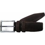 Kar-Pa %100 Deri Kahverengi Süet Kumaş Pantolon Kemeri 3.5 cm - 110 cm - 028-Kahverengi