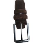 Kar-Pa %100 Deri Kahverengi Süet Kumaş Pantolon Kemeri 3.5 cm - 125 cm - 028-Kahverengi