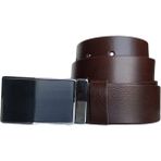 Kar-Pa %100 Deri Kapaklı Pimli Tokalı Kahverengi Kanvas Pantolon Kemeri 4cm - 110 cm