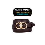 Kar-Pa Otomatik Tokalı, Deliksiz Koyu Kahverengi Kadın Kemeri, Pantolon Kemeri, Elbise Kemeri, 2.5 cm_auto