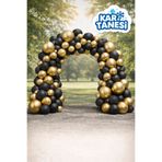 KAR TANESİ 50 SİYAH GOLD BALON ZİNCİRİ-DOĞUM GÜNÜ-AÇILIŞ-NİŞAN