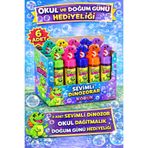 KAR TANESİ 6 Adet Sevimli Dinozor Köpük Baloncuk Oyuncağı Doğum Günü Karne Günü Okul Hediyeliği