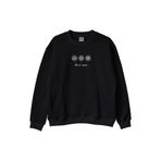 Kar Tanesi Desenli Siyah Bisiklet Yaka Sweatshirt