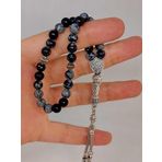 Kar Tanesi Obsidyen Taşı 33 lük Tesbih 6mm